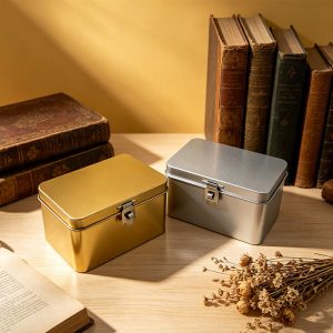 145x125x65mm Custom Printing Food Grade Rectangle Tin Box with Lock  Metal Tinplate Box for Chocolate, Biscuit, Cake & Candy
