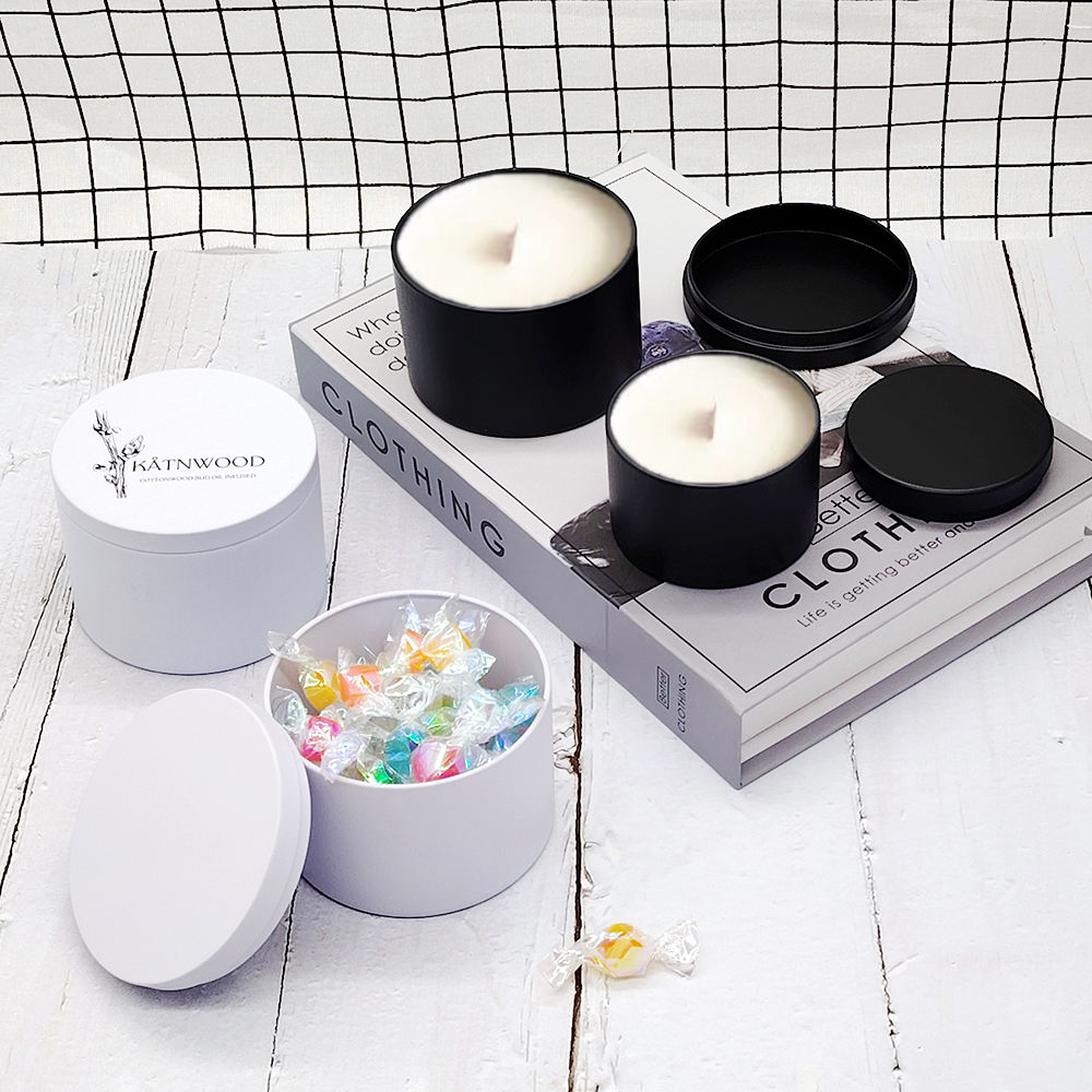 4oz 8oz Candle Tins With Lid Custom Candle Jar Container Gift Packaging Metal Boxes Black Tin Can Container Candle Tins