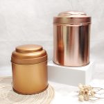 Coffee Tea Leaf Storage Airtight  Tinplate Metal Tin Can Round Container with Double Lids for Packaging