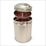 Coffee Tea Leaf Storage Airtight  Tinplate Metal Tin Can Round Container with Double Lids for Packaging