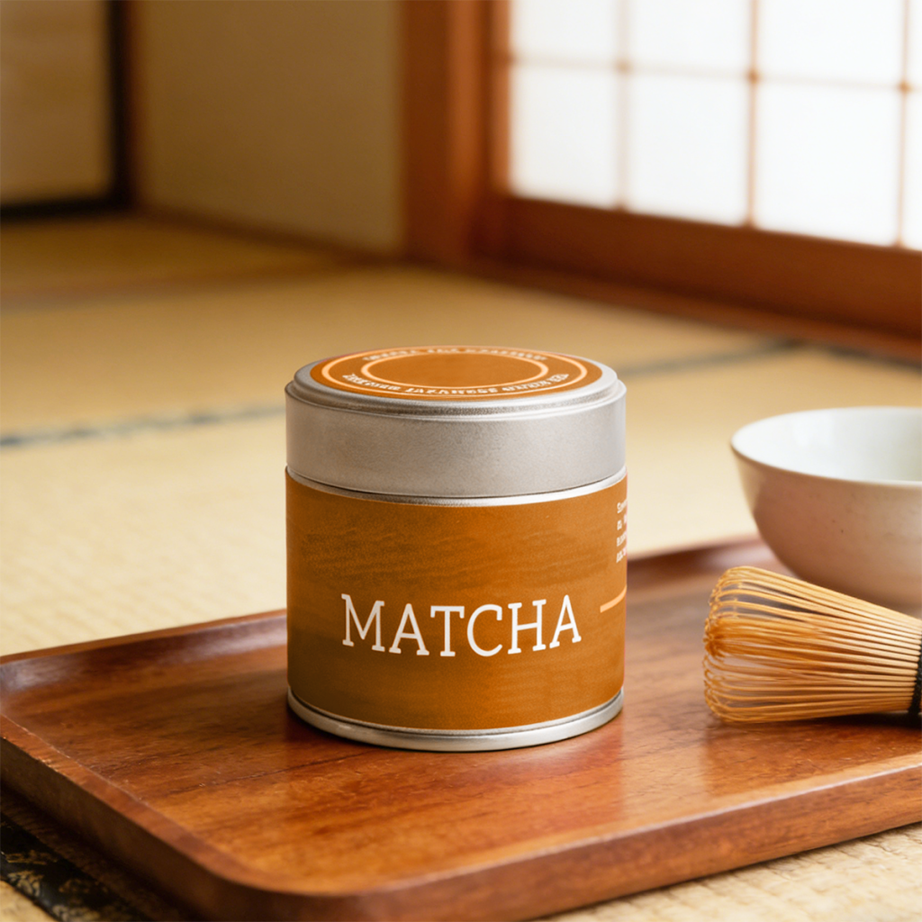 Custom 30g/50g Luxury Matcha Powder Cylinder Tin Can with Airtight Screw Cap Food Grade Custom Printed Packaging for Coffee Tea