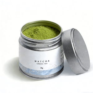 Custom 30g Luxury Empty sealed Airtight Japanese Metal Round Matte Matcha Tin Can Container Matcha Tin Box