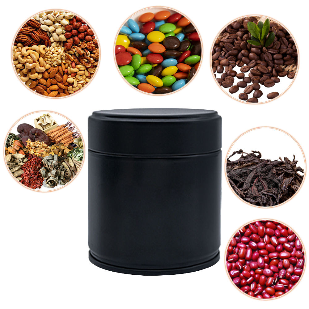 Custom Luxury Empty sealed Airtight Japanese Metal Round Matte Matcha Tin Can 30g Container Matcha Tin Box