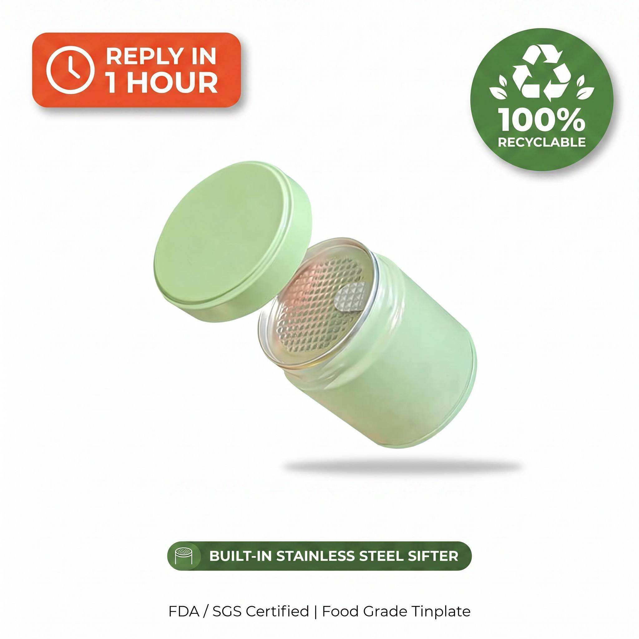 Custom Matcha Tin Can 30g - Food Grade Small Round Metal Tea Tins Wholesale Packaging with Airtight Lid
