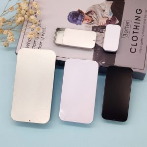 Custom Printed & Embossed Logo Small Square/Rectangular Sliding Tinplate Box, FDA Certified for Perfume & Candy