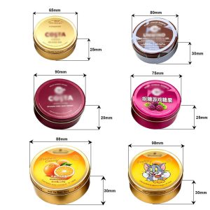 Custom Printed Round Small Tinplate Metal Candy Storage Tin From Guangdong for Chocolate Sweets Mint & Nuts