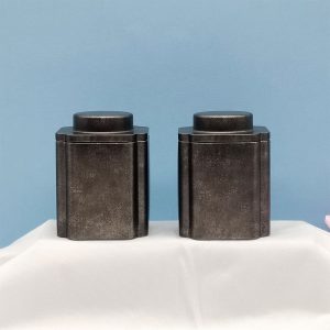 Custom Printed Vintage Grey Tea Canister Sealed Coffee Powder Container Tin Can