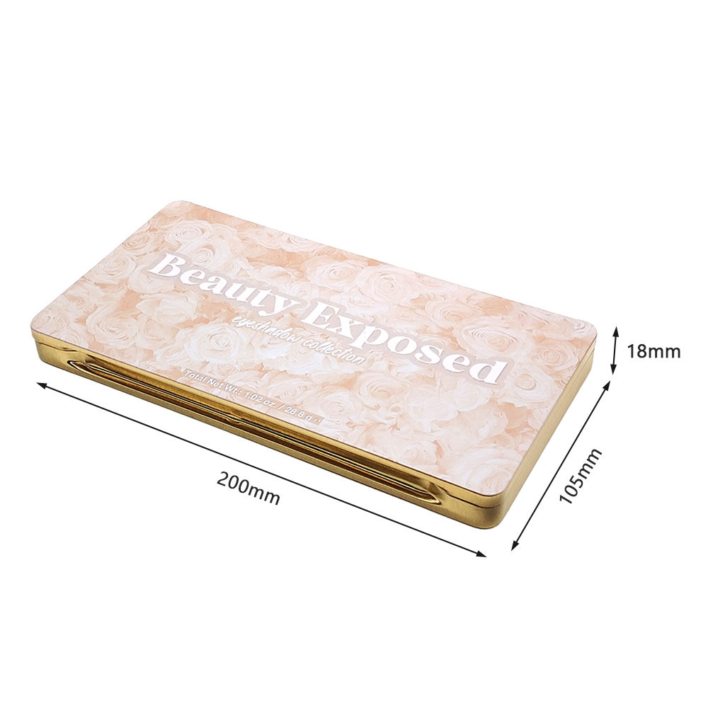 Custom Printing Rectangular Cosmetic Makeup Tin Box Multicolor Eyeshadow Metal Eyeshadow Palette Tin Box With Mirror