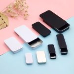 Custom RTS Rectangle Metal Tinplate  Lacquered Silk Screen Printed Container Drawer Slide Tea Food Candy  Box