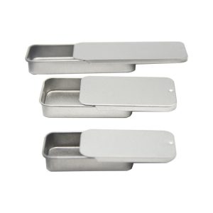 Custom Small Rectangle Slide Top Tin Box Food Grade Tinplate Container for Lip Balm Soap Solid Perfume Mint Packaging