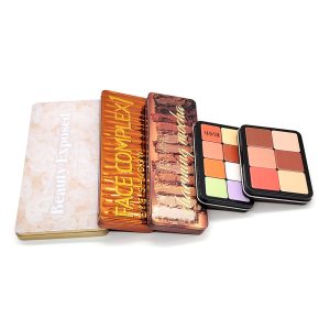 Eyeshadow Palette Metal Container Hinged Tin Box Blush Box Printed Metal Rectangular Square Metal Crafts Cosmetic Canister