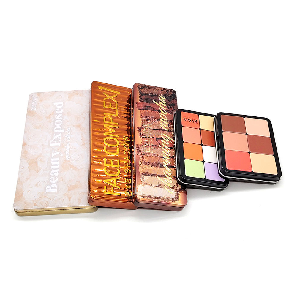 Eyeshadow Palette Metal Container Hinged Tin Box Blush Box  Printed Metal Rectangular Square Metal Crafts Cosmetic Canister