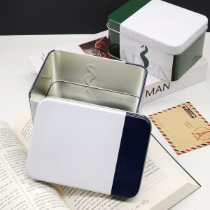 Factory Custom Printed 142x102x72mm Food Grade Rectangle Glossy/Matte Biscuits Cookie Metal Tin Box for Sweet Candy Chocolate