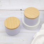 Factory Wholesale Round Metal Candle Tin Box with Wooden Color Lid, 2oz 4oz 8oz Empty Container for Candle Making