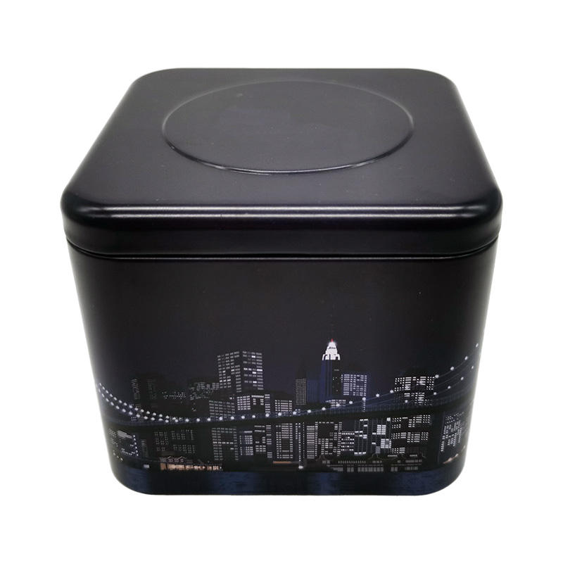 Hot Sale Custom Printing  Square Tin Box Tea Storage Box Food Grade Metal Packaging Tins Box With Lid