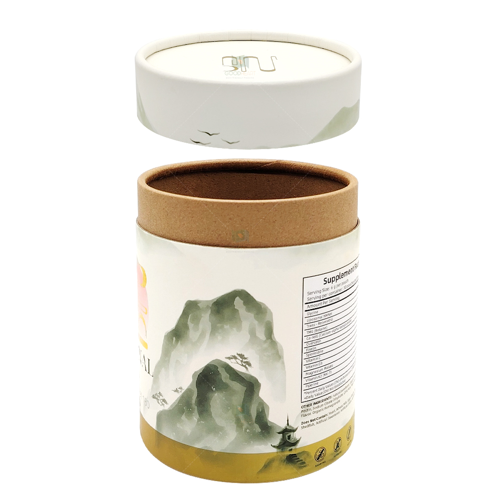 OEM Custom 140*105mm Empty Kraft Paper Gift Packaging Tube Food Grade Recyclable Tea Paper Tube