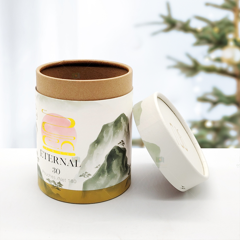 OEM Custom 140*105mm Empty Kraft Paper Gift Packaging Tube Food Grade Recyclable Tea Paper Tube