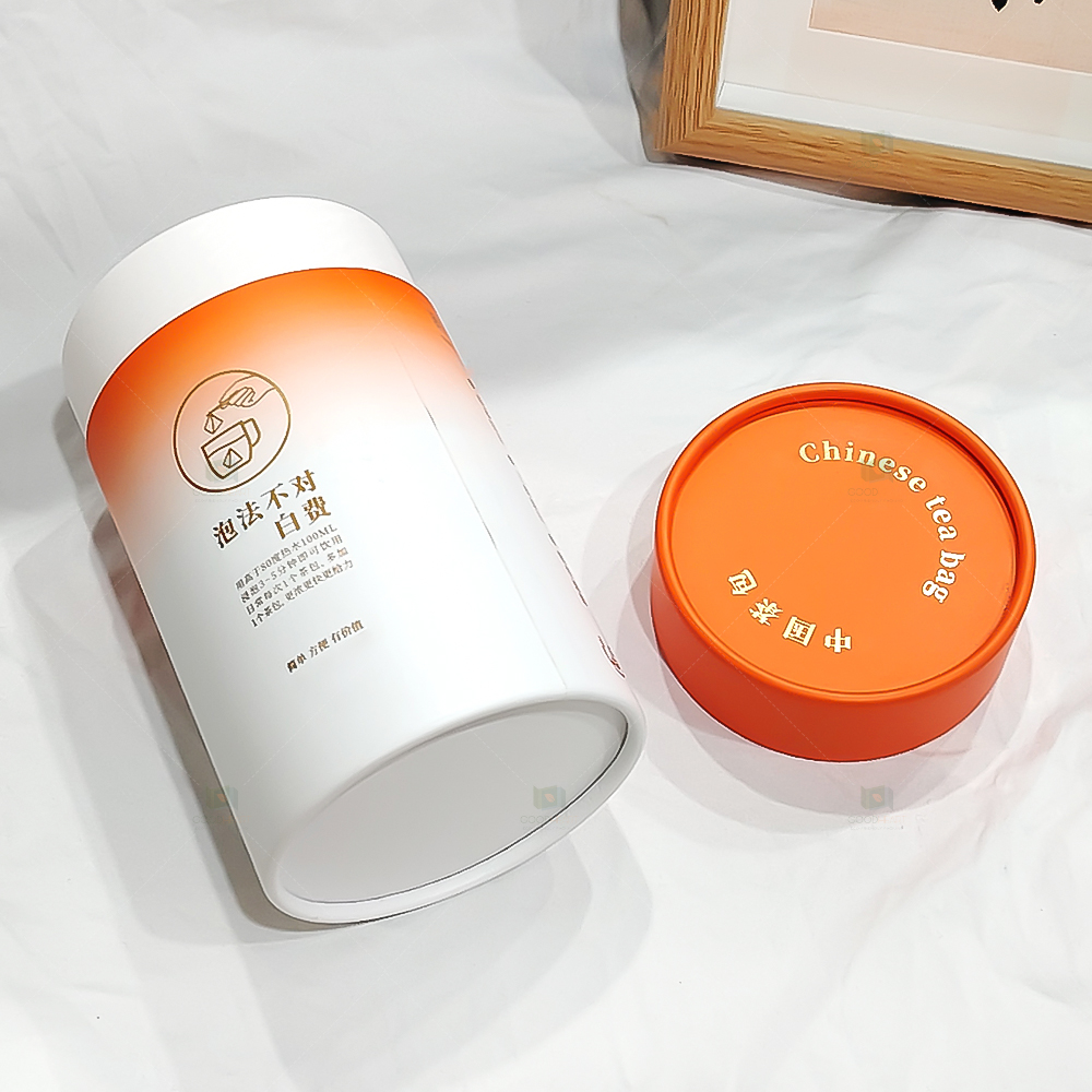 OEM Custom Printing Food Grade Round Box Kraft Cylinder Paper Tubes For Tea degradable Tea Packaging