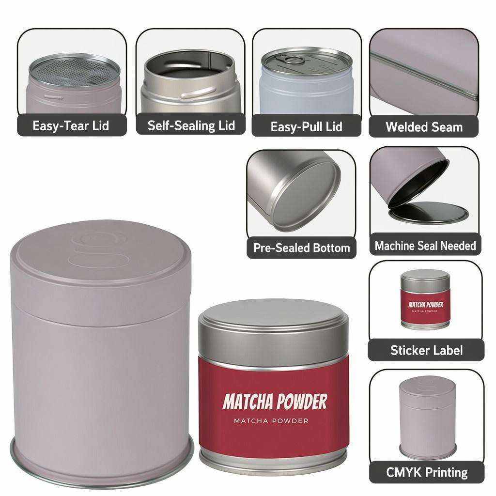 Minimalist Small Airtight Tin Container for Coffee Storage Whole Round Metal Container for Tea/Candy with Good Sealing Lid