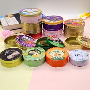 OEM Custom Embossing Logo Lacquered Candy Gift Tinplate Packaging Food Grade Tin Box Cap Brush Sugar Chocolate Silk Screen