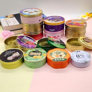 OEM Custom Embossing Logo Lacquered Candy Gift Tinplate Packaging Food Grade Tin Box Cap Brush Sugar Chocolate Silk Screen