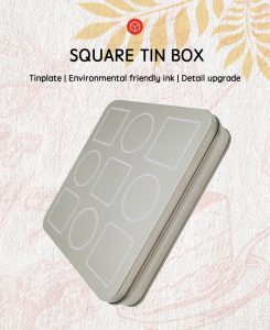 OEM Custom Empty High-grade Recyclable Tin Box Branded Biscuit Packaging Food Safe Custom Varnishing Printing Square Candy Box