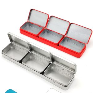 OEM Custom Metal Hinged Tin Box Container Food Grade Mini Candy Tin Small Storage Container With Lid for Home Storage