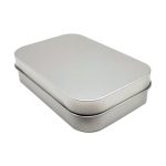 OEM Custom Printed Silver Rectangular Food Grade Metal Tin Box with Lid, FDA Certified, in Stock