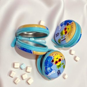 OEM Custom Round Matte Candy Snack Sugar Gift Tin Food Packaging Mini Portable Metal Tin Case Chocolate Tin Box with Zipper
