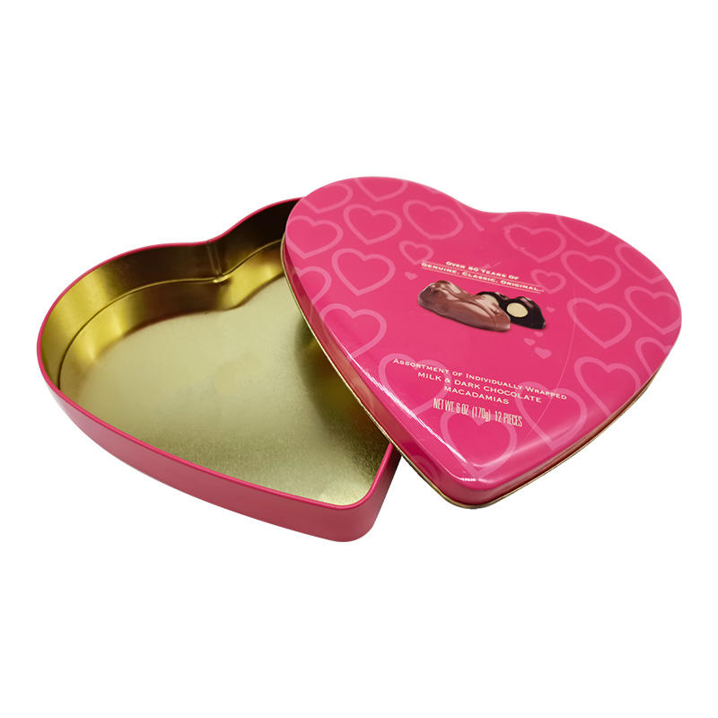 OEM Custom Wedding Gift Metal Box Heart Shape Food Grade Candy Biscuit Personalized Chocolate Cookies Tin Box Packing