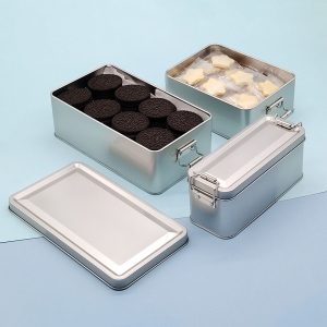 OEM Food Grade Metal Tiramisu Gift Tin Food Packing With Lock Custom Matte Coffee Tea Cookie Cake Tin Box Can Container