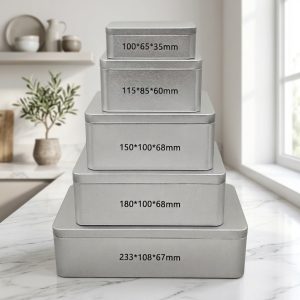 Rectangle Tin Box & Can for Food, Metal Packaging Container for Handmade Cookies, Biscuits and Tiramisu Cakes