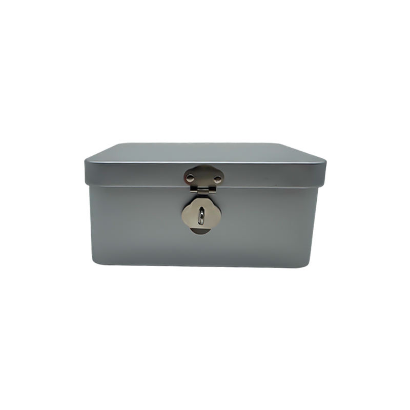 Rectangular Flip Lock Tinplate Box 150*100*50 MM, Desktop Jewelry Watch Eyewear Storage Case with Lock
