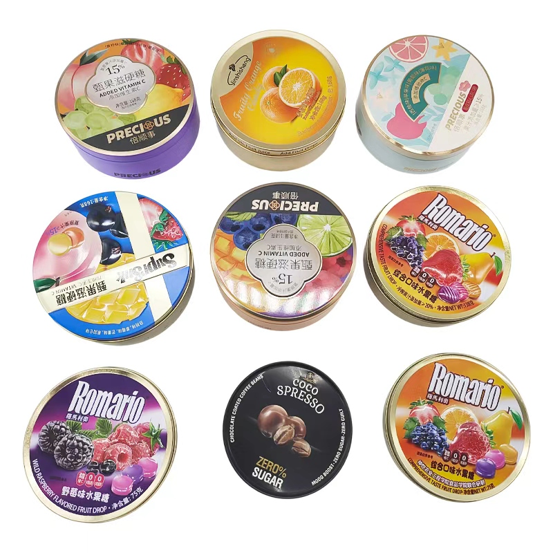 Round Custom Embossed Logo Food Grade Metal Candy Chocolate Tin Box, FDA Certified