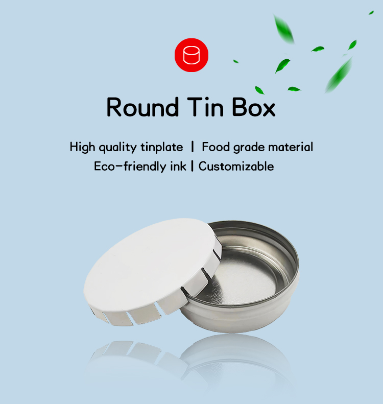 Round Snap Pop Lid Tin Can Custom Printed Tinplate Mint Candy Box  for Mints Gum Gift Packaging