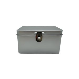 Silver Rectangular Lockable Dual-Size Tinplate Metal Boxes: Airtight Storage Containers