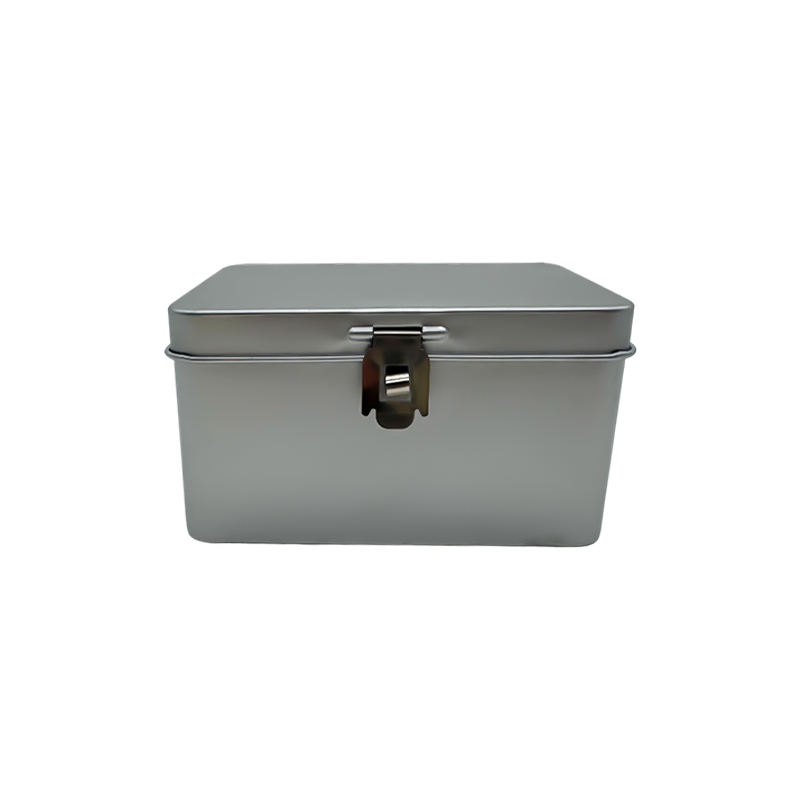 Silver Rectangular Lockable Dual-Size Tinplate Metal Boxes: Airtight Storage Containers