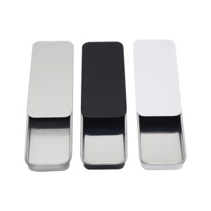 Sliver Metal Rectangular Empty  Tinplate Push Candy Pill Cases Mini Tin Box