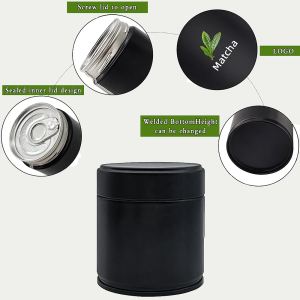 Wholesale 30g Matcha Metal Container Custom Logo Airtight Lid Tin Can 1OZ 2OZ Health Food Powder Food-grade Cylinder Glossy