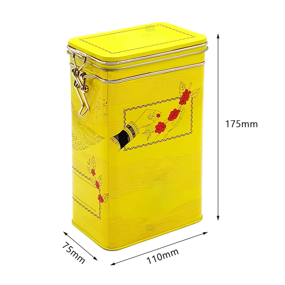 Wholesale Custom Food Grade Rectangular Tin Box with Lock, Glossy Finish, FDA Certified for Nuts Candy Tea Storage