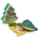 Wholesale Custom Recycled Food Grade Tree-shaped Metal Tin Box for Christmas Gift, Cookie, Chocolate, Candy, FDA Certified