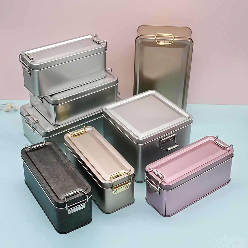 Wholesale Customization Rectangle Double Snap With Lock Food Grade Tinplate Tin Box Cake Tiramisu Biscuit Packaging