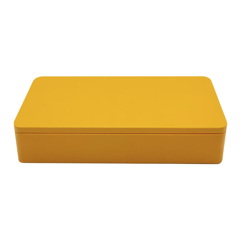 Wholesale Food Grade Cmyk Printed Yellow Rectangle Shape Makeup Cosmetic Metal Gift Packaging Tin Box for Biscuit Packaging
