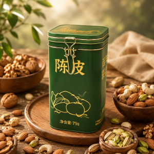 Wholesale Guangdong SJ401 square Shape Tinplate Food Grade Sealed Cans Gold Plastic Lids Hinge Locks Nuts Tea Coffee Powder OEM