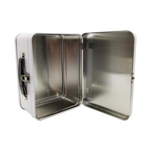 Wholesale High Quality Tinplate Box Packaging Food Tin Box Children's Food With Handle Lunch Box Empty Metal Tin Suitcase