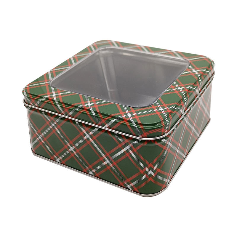 Wholesale Metal Food Packaging Boxes with PVC Window Cookies Gift Custom Tin Box