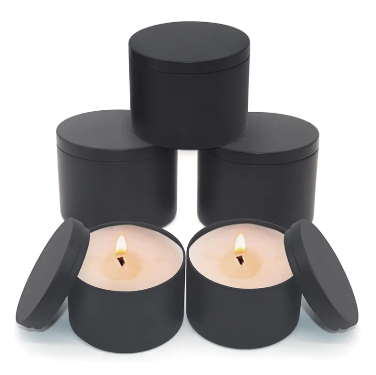 Wholesale Ready-to-ship Round 4 Oz 6 Oz 8 Oz Empty Lacquered Tin Screw Cap Candle Jar Containers with Lid Gift & Craft OEM/ODM
