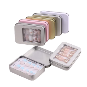 Window Food Grade Rectangle Cookie Tea Packaging Tin Lid Metal Box Customized